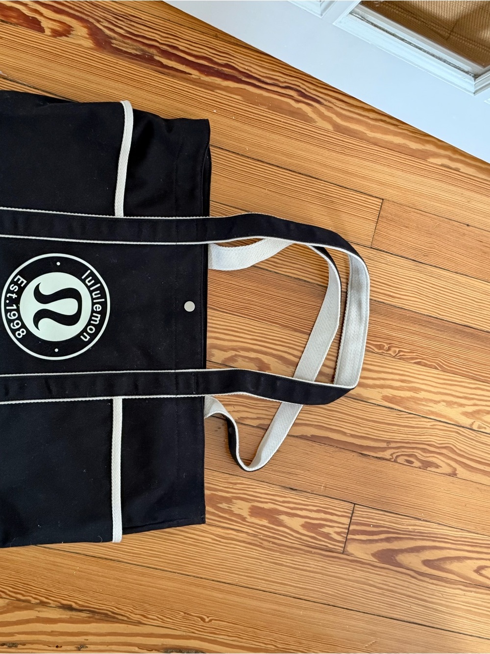 lululemon athletica Black Tote with White Trim and Logo